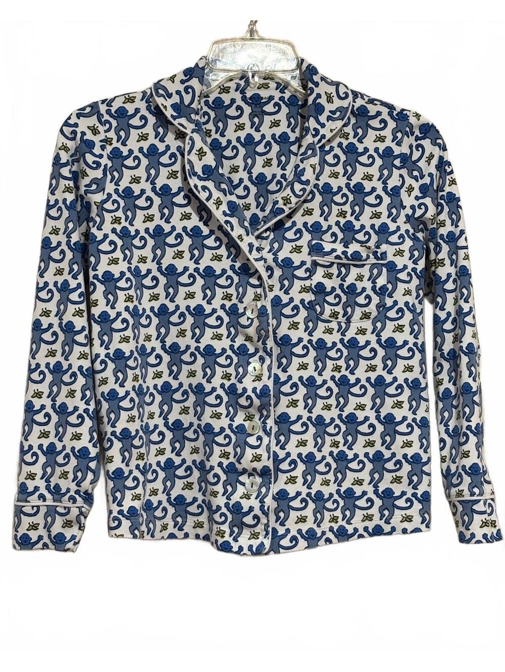 Roller Rabbit XS Blue Monkey Print Cotton Pajama Top